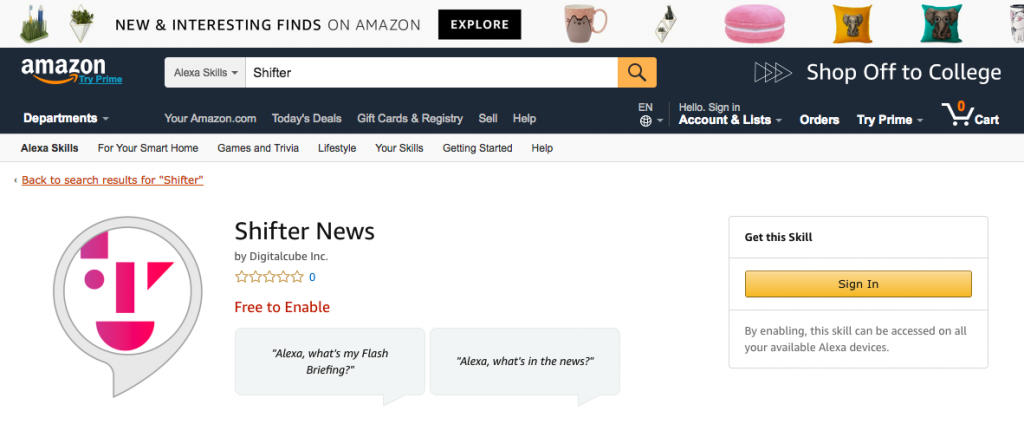 Shifter News on Alexa Skills Browsing